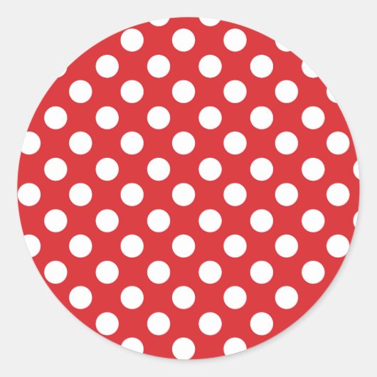 Rood & Witte Stippen Verjaardagsfeestje Ronde Sticker (Voorkant)