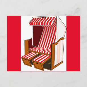 Rood & Witte Strandstoel Thema Ansichtkaart Briefkaart