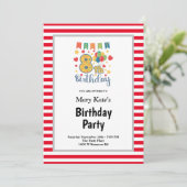 Rood/witte strepen, achtste verjaardag kaart (Staand voorkant)
