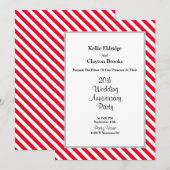 Rood/Witte Strepen Huwelijksjubileumfeest Kaart (Voorkant / Achterkant)