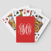 Rood Witte Wijndruiven Script Monogram DIY achterg Pokerkaarten (Achterkant)