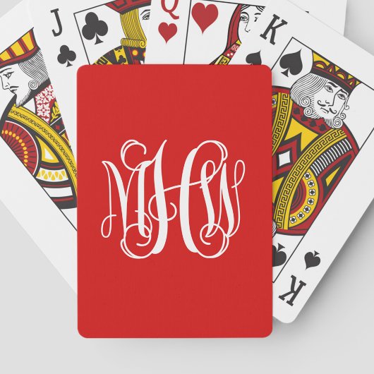 Rood Witte Wijndruiven Script Monogram DIY achterg Pokerkaarten