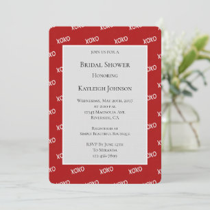 Rood Witte XOXO Bruiloftsfeest Kaart