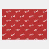 Rood Witte XOXO Hartjes Strepen Inpakpapier Vel (Voorkant)