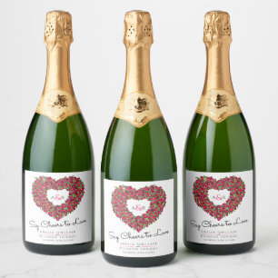 Rood witte zwarte tulpje, bouquet bruiloft sparkling wijnetiket