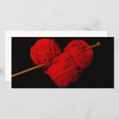 Rood wollen hart met breinaald foto (Voorkant / Achterkant)