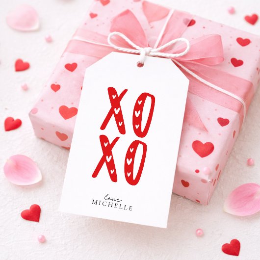 Rood XOXO, Valentijnsdag Cadeaulabel