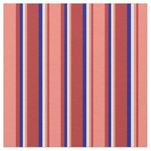 Rood, zalm, lichtgeel en blauw patroon stof
