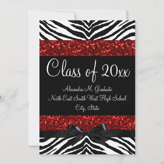 Rood Zebra Afstuderen Kaart (Voorkant)