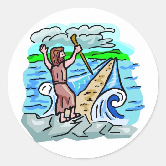 Rood Zee afscheiding Christelijk kunstwerk Ronde Sticker (Voorkant)