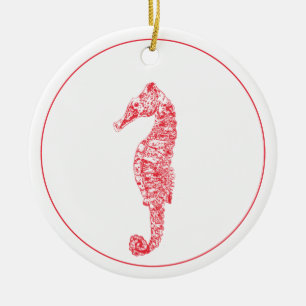 Rood zeepaard illustratie zee minimale levensduur keramisch ornament