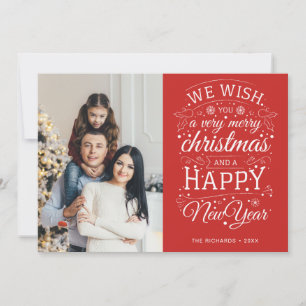 Rood Zeer Vrolijk Kerstmis Foto Feestdagenkaart
