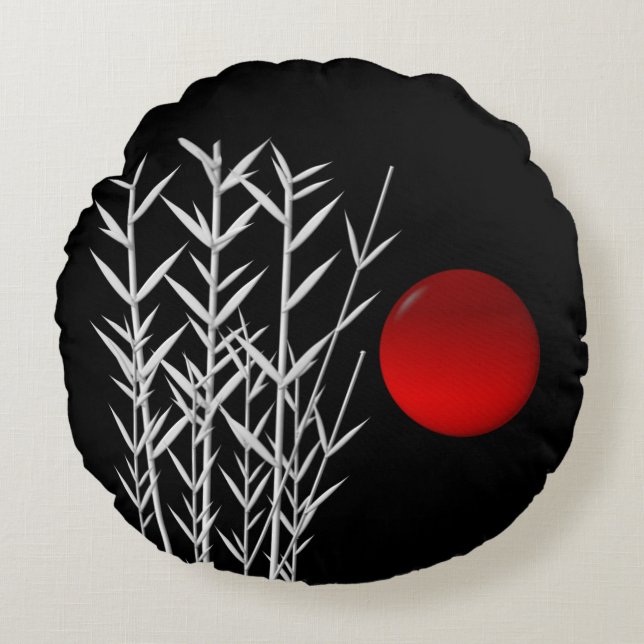 Rood Zen Circle Rond Kussen (Voorkant)