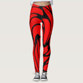 Rood zijde en zwart leder zien er Leggings uit (Voorkant)