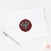 Rood-zijdegothische bruiloft ronde sticker (Envelop)