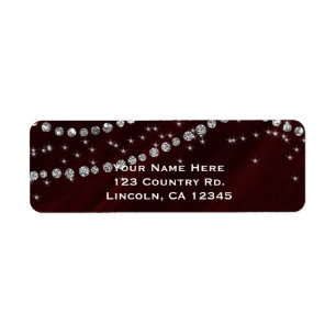 Rood & Zilver Diamant Bling Glam Glitters Etiket