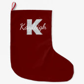 Rood Zilver Glitter letter K Grote Kerstsok (Voorkant)