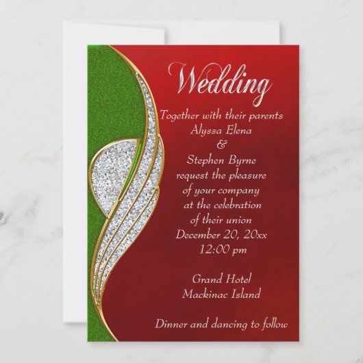 Rood, Zilver Kerstmis Uitnodiging (Voorkant)