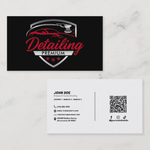 Rood & Zilver Premium Auto Car Detailing Body Shop Visitekaartje