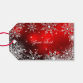 Rood Zilver Winter Wonderland Kerst 2 Cadeaulabel (Achterkant Horizontaal)