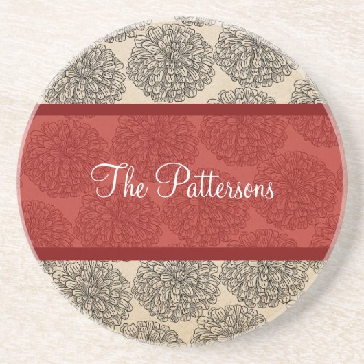 Rood  Zinnia Onderzetter (Voorkant)