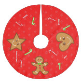Rood zoet XmaS Gingerbrood Pals-Candy Cane Text Kerstboom Rok (Voorkant)