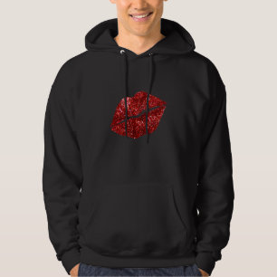 Rood zogende lipstick lips Kus Rode lips Va Hoodie