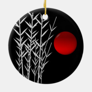 Rood zonzwart, wit keramisch ornament