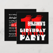 ROOD ZWART 11e Verjaardagsfeest 11 Jaar Oud V02 Kaart (Voorkant / Achterkant)