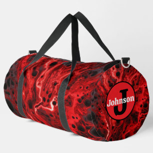 Rood Zwart Abstract Draaikolken Monogram Persoonli Plunjezak
