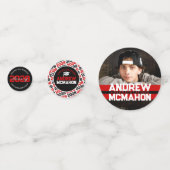 Rood & Zwart Afstuderen Foto Gepersonaliseerde Par Confetti (Voorkanten)