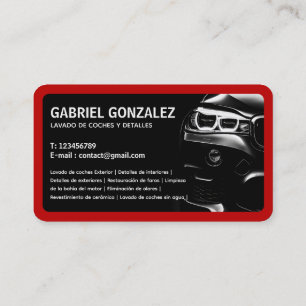 Rood Zwart Auto Detailing Tweetalige Zakelijke Kaa Visitekaartje
