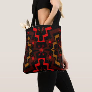Rood Zwart Bruin Bliksem Abstracte Canvas tas