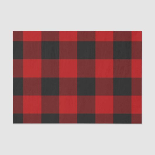 Rood & Zwart Buffalo Geruit Plaid Rustiek Tissuepapier (Voorkant)