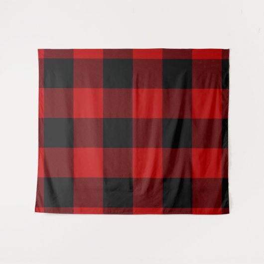 Rood & Zwart Buffalo Geruit Plaid Rustiek Wandkleed (Voorkant (horizontaal))