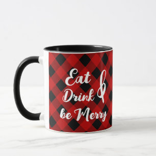 Rood Zwart Buffalo Gingham Check Mok