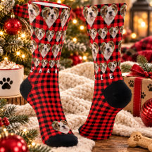 Rood Zwart Buffalo Plaid Aangepaste Foto van Huisd