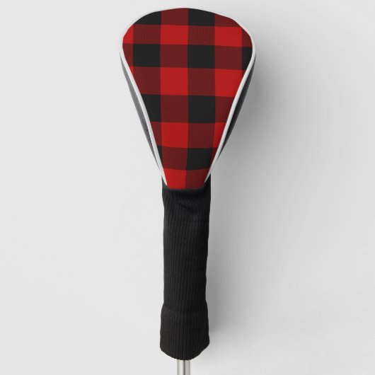 Rood & Zwart Buffalo Plaid Checker Patroon Golfheadcover (Voorkant)