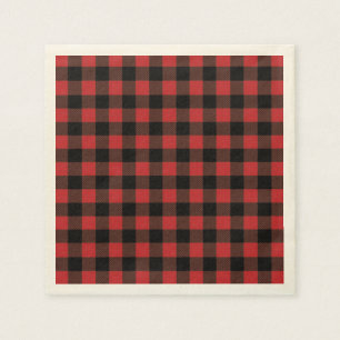 Rood zwart Buffalo Plaid papier Servet