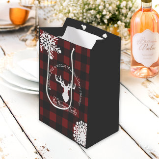 Rood Zwart Buffalo Plaid Rendier Geweien Kerstmis Medium Cadeauzakje