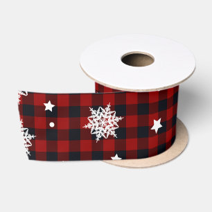 Rood Zwart Buffalo Plaid Sneeuwvlok Winter Kerstmi Lint