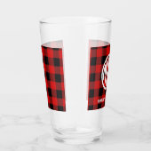 Rood zwart buffel Controleer Cirkel Monogram DIY B Glas (Rechts)