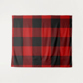 Rood & Zwart Buffel Geruit Plaid Landelijk Wandkleed (Voorkant (horizontaal))