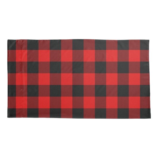 Rood zwart buffel houthakker check geruite patroon kussensloop (Achterkant-Links)