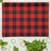 Rood zwart buffel houthakker check geruite patroon theedoek (Gevouwen)