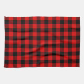 Rood zwart buffel houthakker check geruite patroon theedoek (Horizontaal)