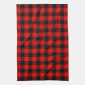 Rood zwart buffel houthakker check geruite patroon theedoek (Verticaal)