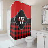 Rood Zwart Buffel Plaid 1ICBR Monogram Douchegordijn (In situ)