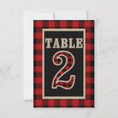Rood & Zwart Buffel Plaid Landelijke Tafel Nummer  Kaart (Voorkant)