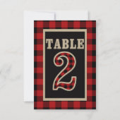 Rood & Zwart Buffel Plaid Landelijke Tafel Nummer  Kaart (Achterkant)